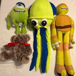 Nickelodeon Ninja Turtle, Disney Pixar Mike Wazowski, Giant Squid, Dan Dee Bear